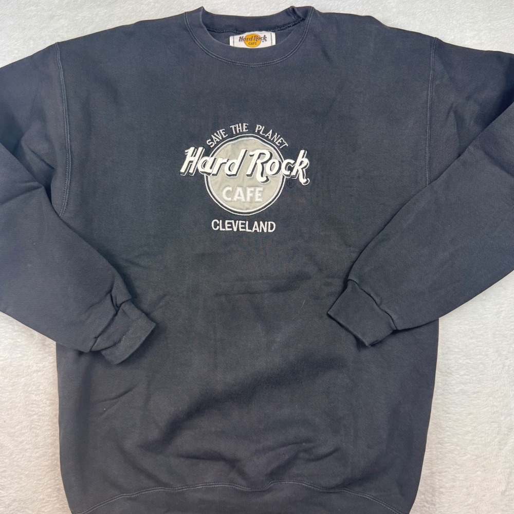 Vintage Hard Rock Cafe Cleveland Sweatshirt Black Crewneck Save The Planet Large